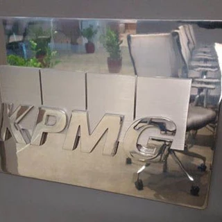 KPMG dtla plate aluminum layer custom polish chrome mirror brush install nice3 dimensional 3d expensive